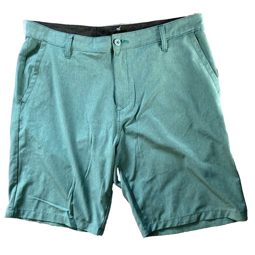Burnside Shorts Mens 36 Aqua Stretch Golf Casual Polyester Spandex Blend